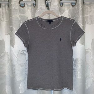 Ralph Lauren Navy and White Pinstriped Tee